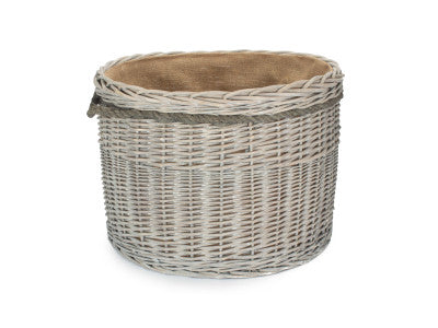 Basket, SIZE 3 GREY WASH ROUND STORAGE BASKET