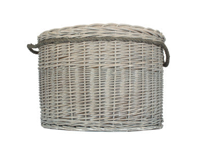 Basket, SIZE 3 GREY WASH ROUND STORAGE BASKET