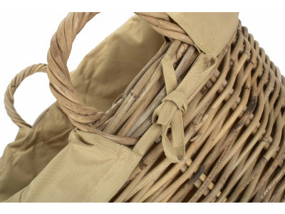Basket, MEDIUM TALL ROUND FIRESIDE GREY RATTAN LOG BASKET with REMOVABLE CORDURA LINING