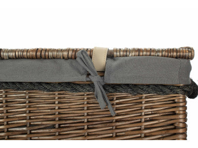 "Basket, 29" ANTIQUE WASH STORAGE HAMPER with GREY SAGE LINING"
