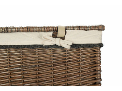 "Basket, 29" ANTIQUE WASH STORAGE HAMPER with WHITE LINING"