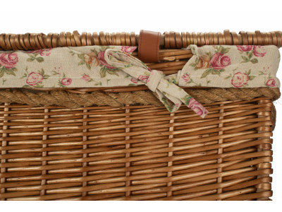 "Basket, 29" LIGHT STEAMED STORAGE HAMPER with GARDEN ROSE LINING"