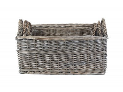 Basket, Set of 3 SHALLOW ANTIQUE WASH STORAGE BASKET