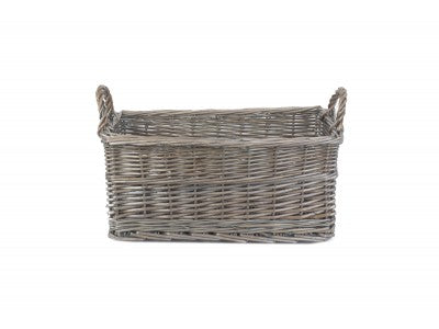 Basket, SMALL SHALLOW ANTIQUE WASH STORAGE BASKET