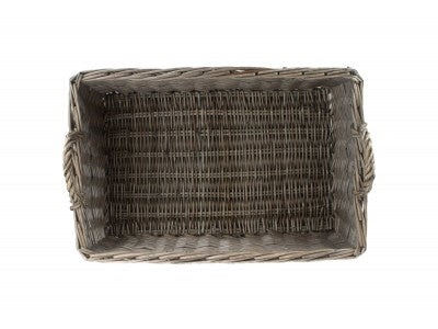 Basket, LARGE SHALLOW ANTIQUE WASH STORAGE BASKET