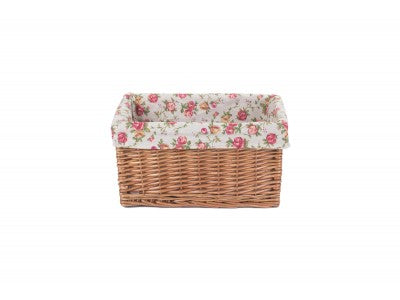 Basket, MEDIUM DOUBLE STEAMED STORAGE BASKETS with GARDEN ROSE LINING