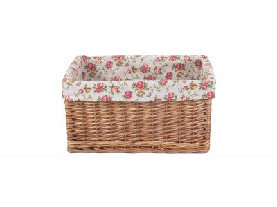 Basket, EXTRA LARGE DOUBLE STEAMED STORAGE BASKETS with GARDEN ROSE LINING