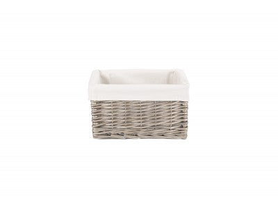 Basket, SMALL ANTIQUE WASH STORAGE BASKET with WHITE LINING
