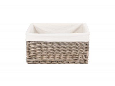 Basket, LARGE ANTIQUE WASH STORAGE BASKET with WHITE LINING