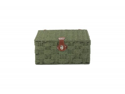 Basket, LARGE FOREST GREEN PAPER ROPE HAMPER