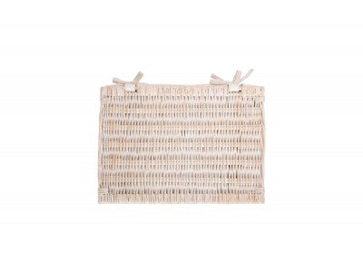 Basket, LARGE WHITE WASH FINISH STORAGE HAMPER with WHITE LINING