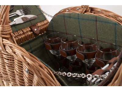 Basket, OVAL 4 PERSON GREEN TWEED HAMPER