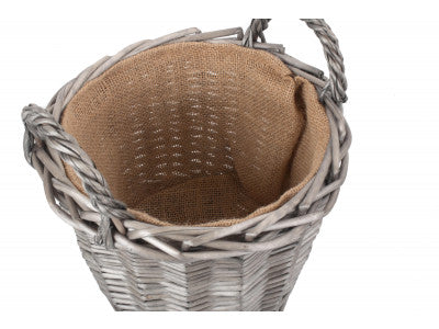 Basket, SMALL ROUND LINED WICKER PLANTER BASKET