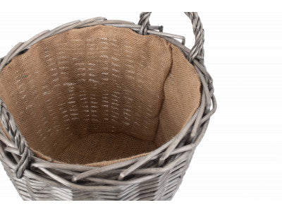 Basket, MEDIUM ROUND LINED WICKER LOG BASKET