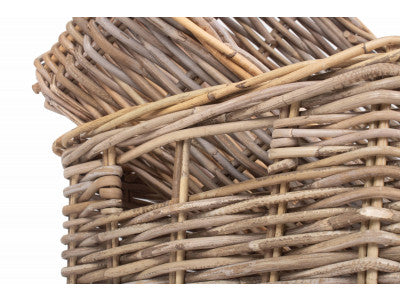 Basket, SHALLOW RATTAN RECTANGULAR BASKET SET 4