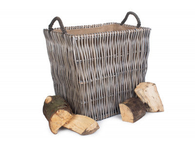 Basket, LARGE GREY RECTANGULAR LOG BASKET