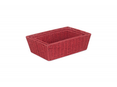 Basket, Set of 3 RED PAPER ROPE TRAY