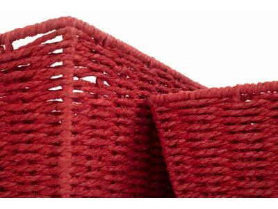 Basket, Set of 3 RED PAPER ROPE TRAY