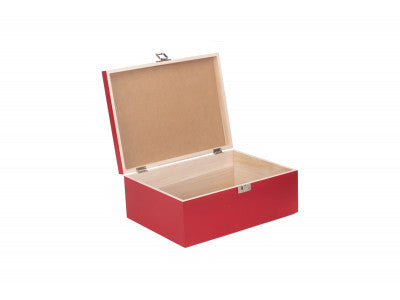 "Basket, 14" RED WOODEN BOX"