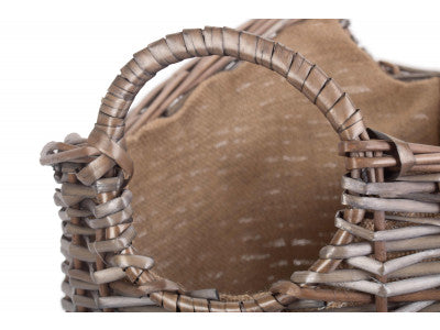 Basket, MEDIUM SCOOP NECK ANTIQUE WASH HESSIAN LINED BASKET