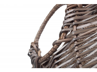 Basket, LARGE SCOOP NECK ANTIQUE WASH HESSIAN LINED BASKET