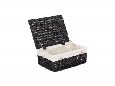 "Basket, 14" BLACK HAMPER with WHITE LINING"