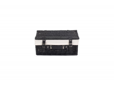 "Basket, 14" BLACK HAMPER with WHITE LINING"