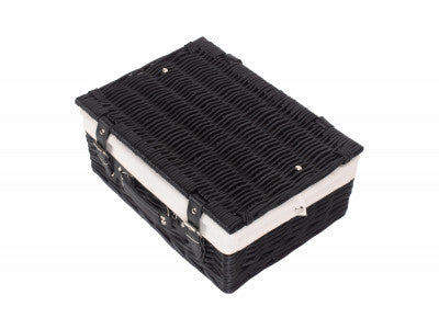 "Basket, 14" BLACK HAMPER with WHITE LINING"