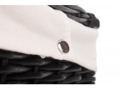 "Basket, 14" BLACK HAMPER with WHITE LINING"