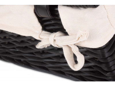 "Basket, 14" BLACK HAMPER with WHITE LINING"