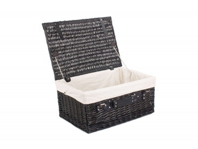 "Basket, 20" BLACK HAMPER with WHITE LINING"
