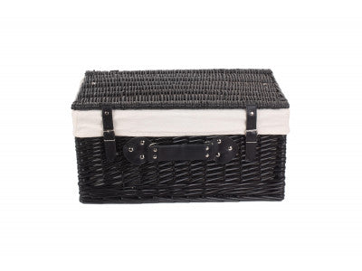 "Basket, 20" BLACK HAMPER with WHITE LINING"