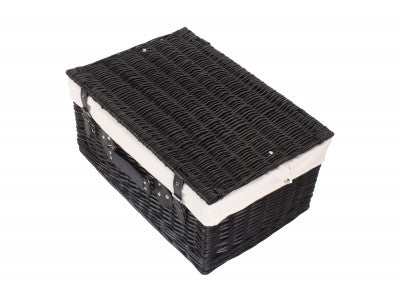 "Basket, 20" BLACK HAMPER with WHITE LINING"