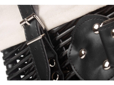 "Basket, 20" BLACK HAMPER with WHITE LINING"