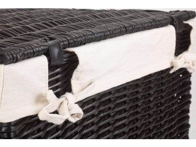 "Basket, 20" BLACK HAMPER with WHITE LINING"