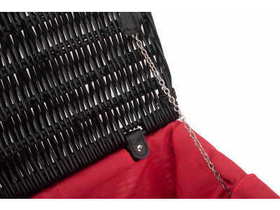 "Basket, 16" BLACK HAMPER with RED LINING"