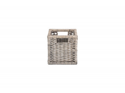 Basket, SMALL WOODEN FRAMED SPLIT WILLOW STORAGE BASKET