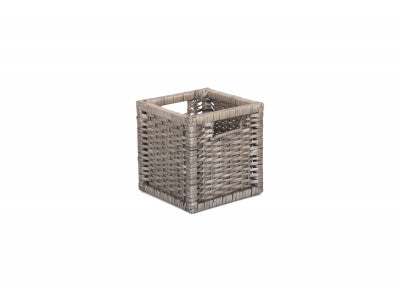Basket, SMALL WOODEN FRAMED SPLIT WILLOW STORAGE BASKET