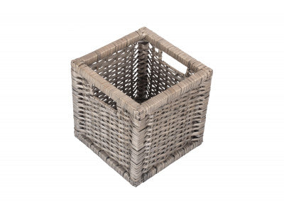 Basket, SMALL WOODEN FRAMED SPLIT WILLOW STORAGE BASKET