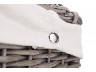 "Basket, 14" ANTIQUE WASH HAMPER with WHITE LINING"