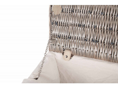 "Basket, 16" ANTIQUE WASH HAMPER with WHITE LINING"