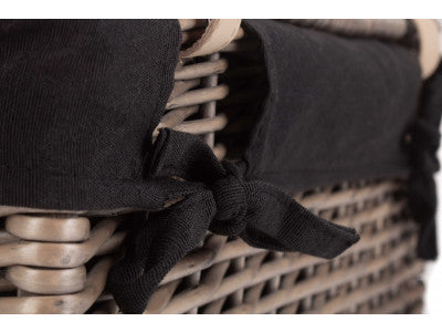 "Basket, 18" ANTIQUE WASH HAMPER with BLACK LINING"