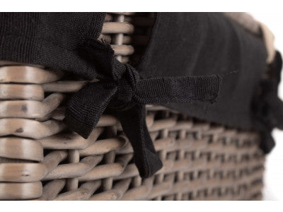 "Basket, 20" ANTIQUE WASH HAMPER with BLACK LINING"