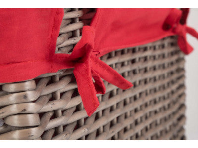 "Basket, 20" ANTIQUE WASH HAMPER with RED LINING"