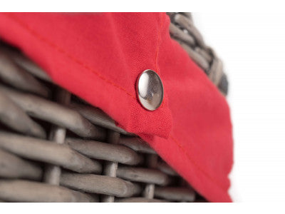 "Basket, 16" ANTIQUE WASH HAMPER with RED LINING"