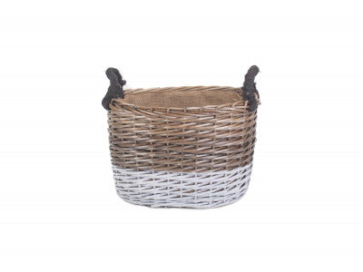 Basket, LARGE OVAL TRIPLE TONE CHUNKY STORAGE BASKET with LINING