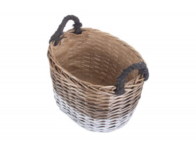 Basket, LARGE OVAL TRIPLE TONE CHUNKY STORAGE BASKET with LINING