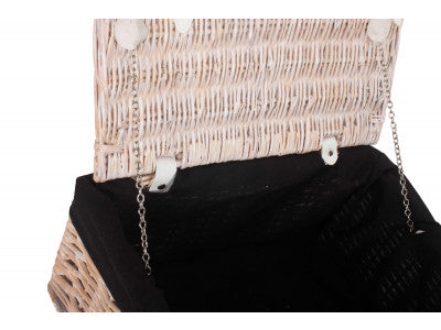 "Basket, 16" WHITE HAMPER with BLACK LINING"