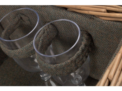 Basket, 4 PERSON GREY TWEED HAMPER