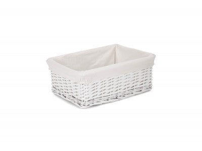 Basket, LARGE WHITE WICKER STORAGE BASKET